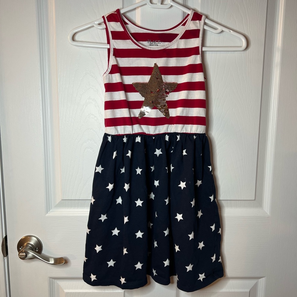 The Children’s Place Sequins Americano USA Dress M 7/8